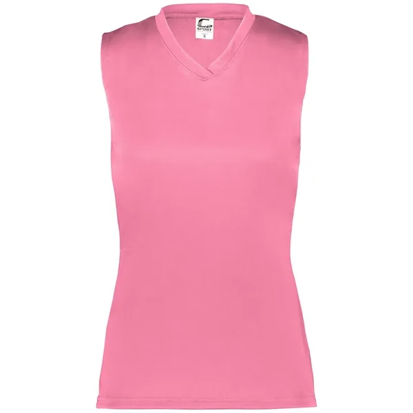Women's sleeveless tee with self-fabric collar , Contour silhouette, Double-needle hem.... from ASI 37461 Augusta Sportswear