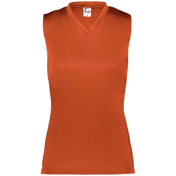 Women's sleeveless tee with self-fabric collar , Contour silhouette, Double-needle hem.... from ASI 37461 Augusta Sportswear