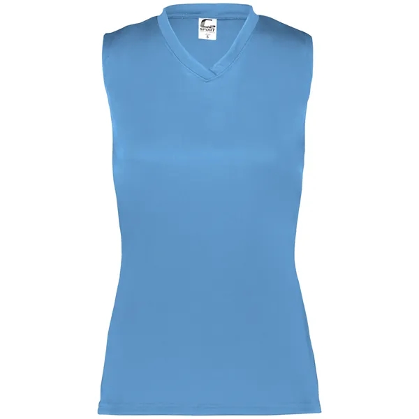 Women's sleeveless tee with self-fabric collar , Contour silhouette, Double-needle hem.... from ASI 37461 Augusta Sportswear