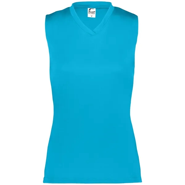 Women's sleeveless tee with self-fabric collar , Contour silhouette, Double-needle hem.... from ASI 37461 Augusta Sportswear