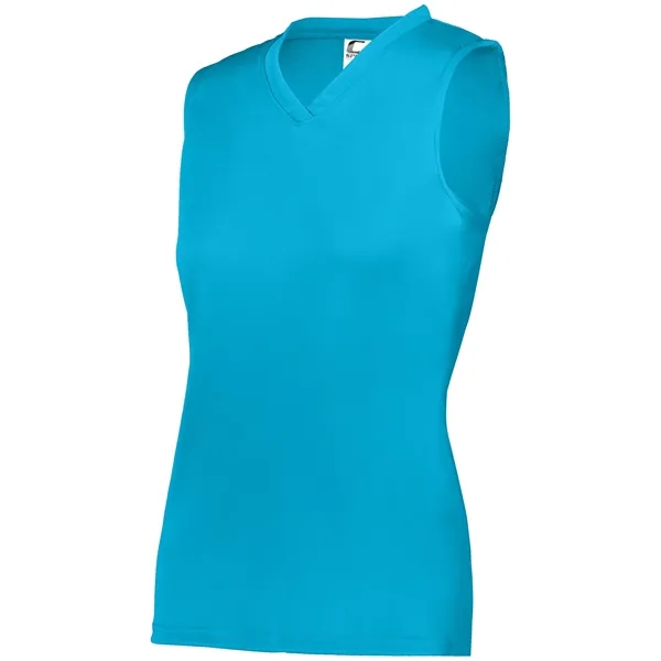 Women's sleeveless tee with self-fabric collar , Contour silhouette, Double-needle hem.... from ASI 37461 Augusta Sportswear