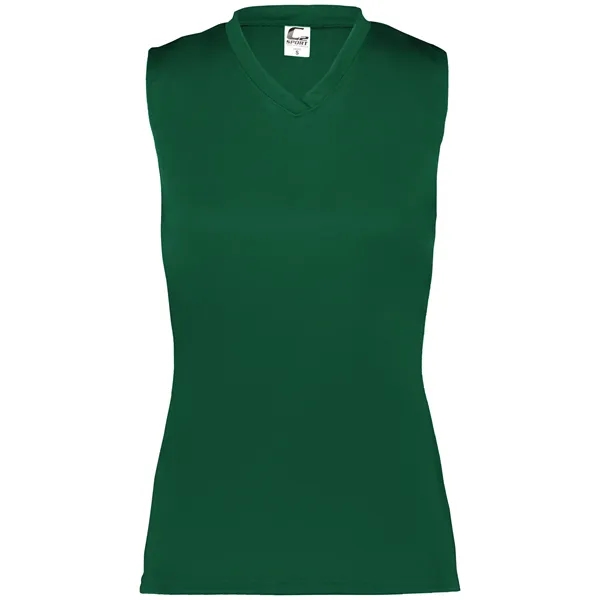 Women's sleeveless tee with self-fabric collar , Contour silhouette, Double-needle hem.... from ASI 37461 Augusta Sportswear