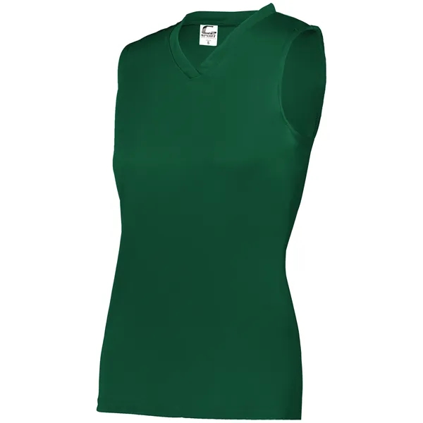 Women's sleeveless tee with self-fabric collar , Contour silhouette, Double-needle hem.... from ASI 37461 Augusta Sportswear