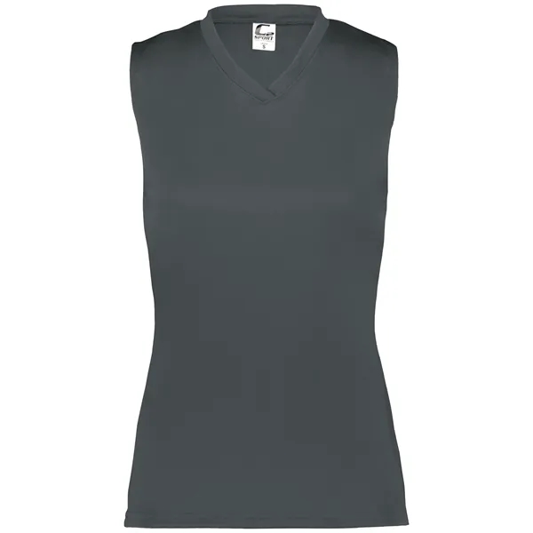 Women's sleeveless tee with self-fabric collar , Contour silhouette, Double-needle hem.... from ASI 37461 Augusta Sportswear
