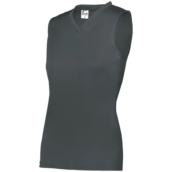 Women's sleeveless tee with self-fabric collar , Contour silhouette, Double-needle hem.... from ASI 37461 Augusta Sportswear