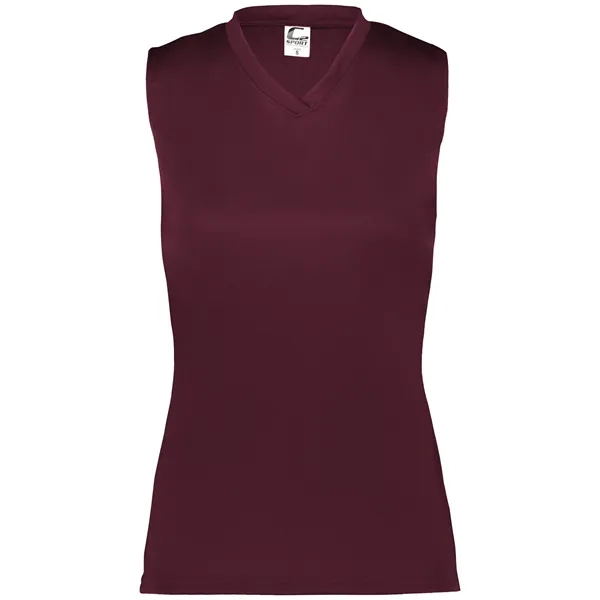 Women's sleeveless tee with self-fabric collar , Contour silhouette, Double-needle hem.... from ASI 37461 Augusta Sportswear
