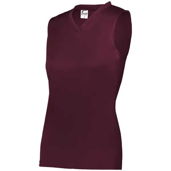 Women's sleeveless tee with self-fabric collar , Contour silhouette, Double-needle hem.... from ASI 37461 Augusta Sportswear