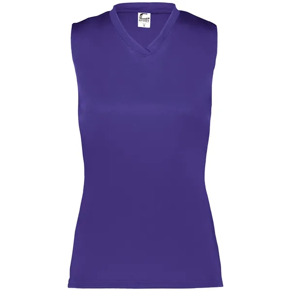 Women's sleeveless tee with self-fabric collar , Contour silhouette, Double-needle hem.... from ASI 37461 Augusta Sportswear