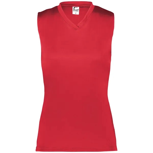 Women's sleeveless tee with self-fabric collar , Contour silhouette, Double-needle hem.... from ASI 37461 Augusta Sportswear