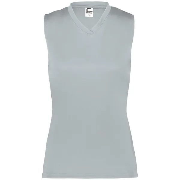 Women's sleeveless tee with self-fabric collar , Contour silhouette, Double-needle hem.... from ASI 37461 Augusta Sportswear