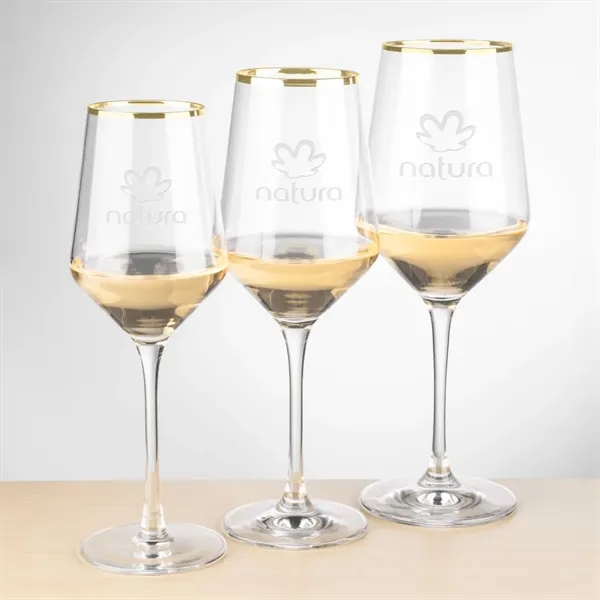 The Tucson Gold Rim Wine Glass features a sleek, contemporary silhouette... from ASI 84592 St Regis Group