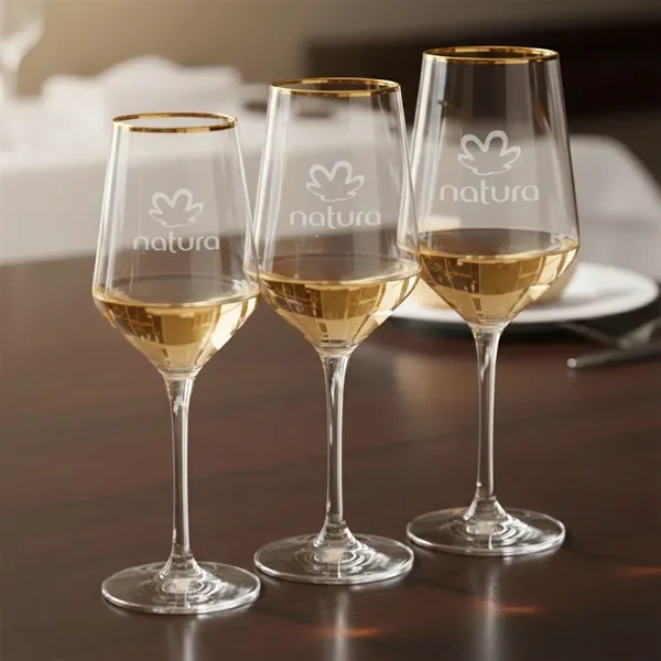 The Tucson Gold Rim Wine Glass features a sleek, contemporary silhouette... from ASI 84592 St Regis Group