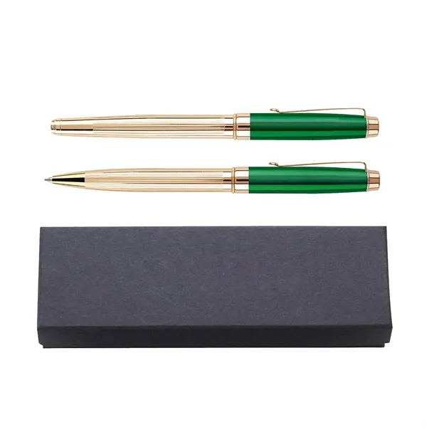 Included in this set are one twist-action ballpoint pen, one rollerball... from ASI 41511 Brainchild USA Inc / BrainChild Gift Club