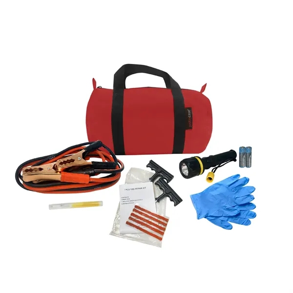 Booster Cables, LED flashlight, Tire Repair reamer with 5 plugs, emergency... from ASI 63698 Justin Case®
