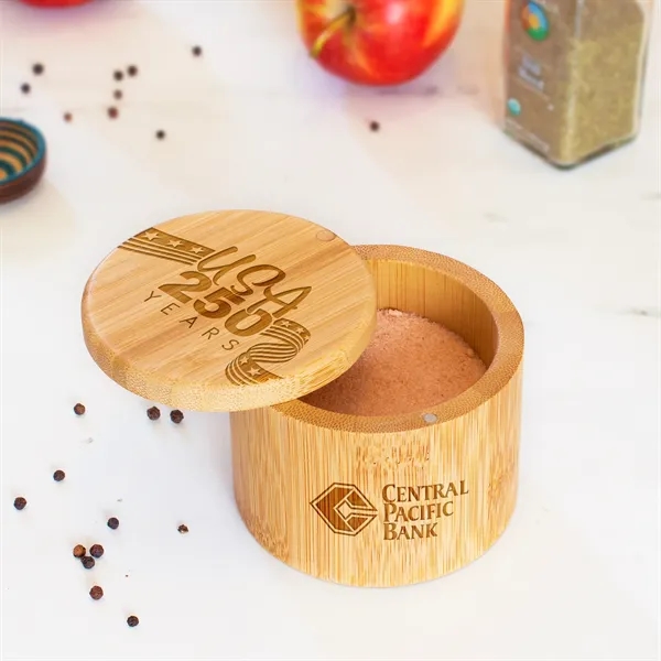 Round bamboo salt box.... from ASI 91565 Totally Bamboo