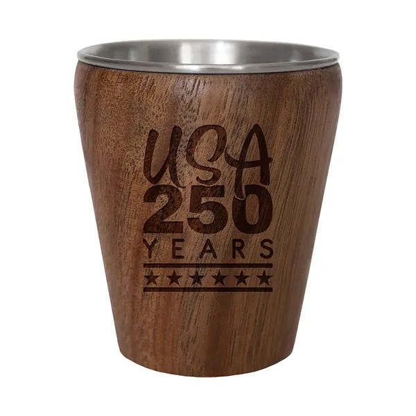 Acacia wood and stainless steel shot glass.... from ASI 91565 Totally Bamboo