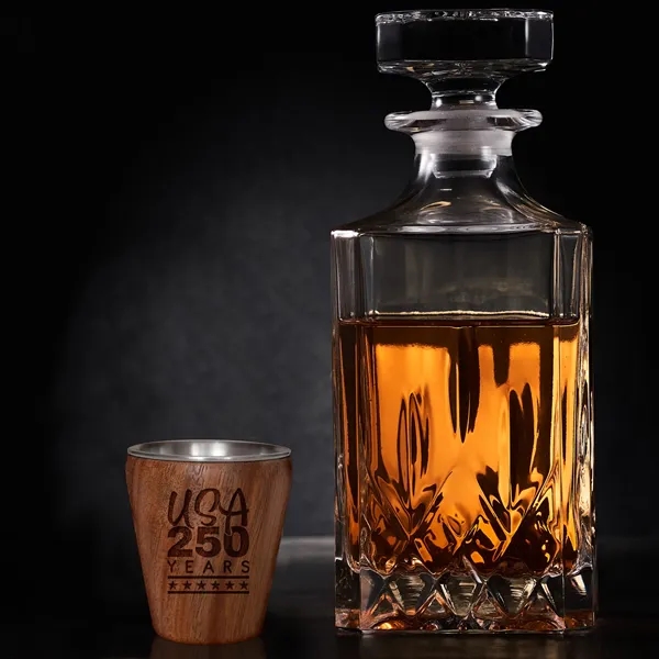 Acacia wood and stainless steel shot glass.... from ASI 91565 Totally Bamboo