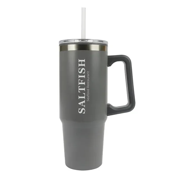 Item #KM8518 Rhea 30 oz. Steel/ 100% Recycled PP Liner Travel Mug