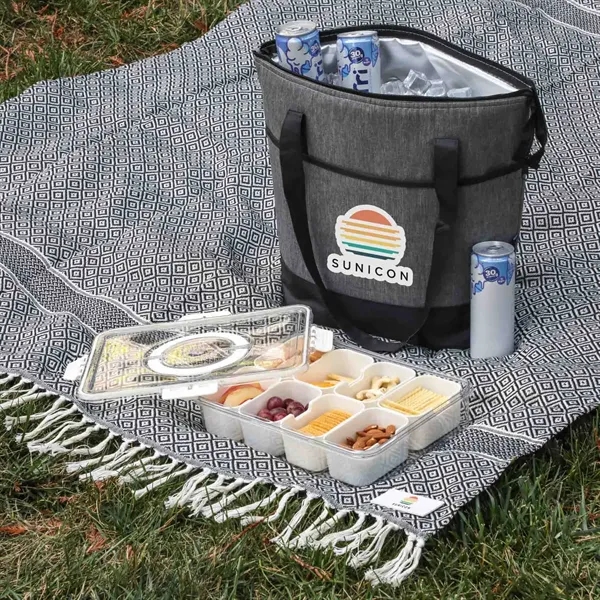 Picnic set with blanket, cooler bag, and portable snack tray.... from ASI 61966 HPG / Beacon Promotions