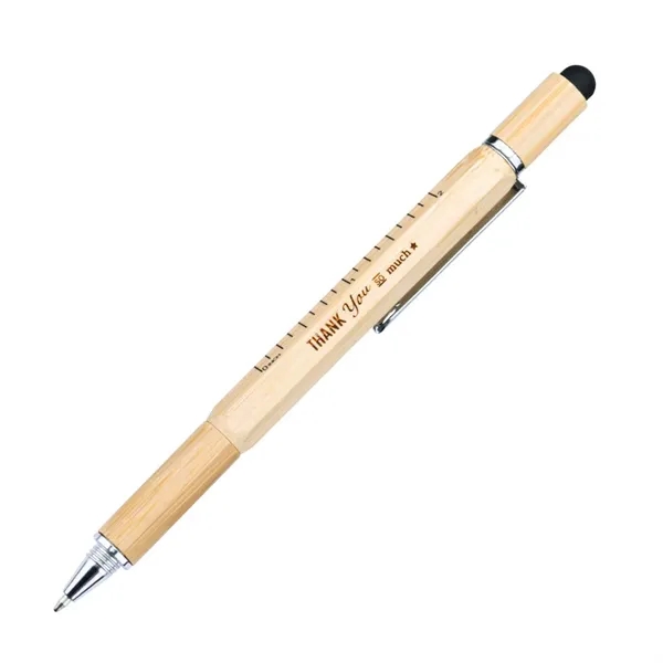 Jorge eco-friendly Bamboo twist-action pen with stylus. Features a lined ruler... from ASI 84592 St Regis Group