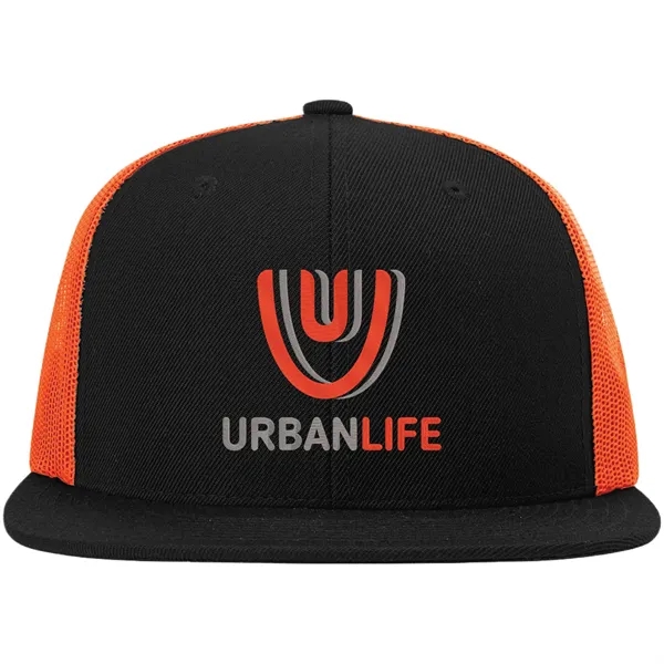 Six-panel, high-profile snapback wool blend flatbill trucker hat.... from ASI 74601 Calico