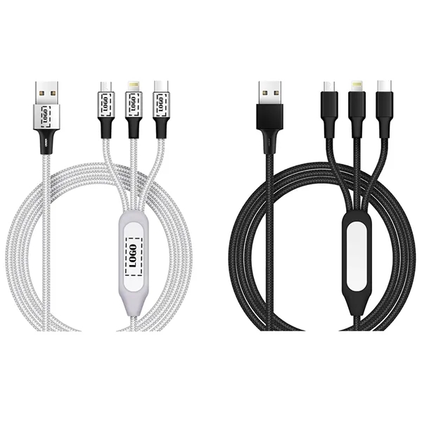 3-in-1 LED charging cable plus laser engraving on 1 location plus... from ASI 37218 Athena Promo (tm)