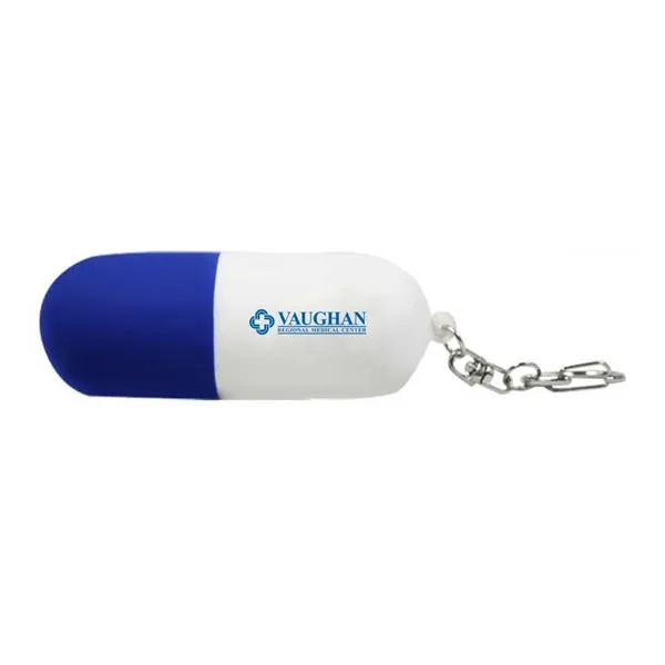 1.25" x 3.375"H soft and squeezable pill capsule shaped stress reliever... from ASI 63549 Jornik Manufacturing Corp