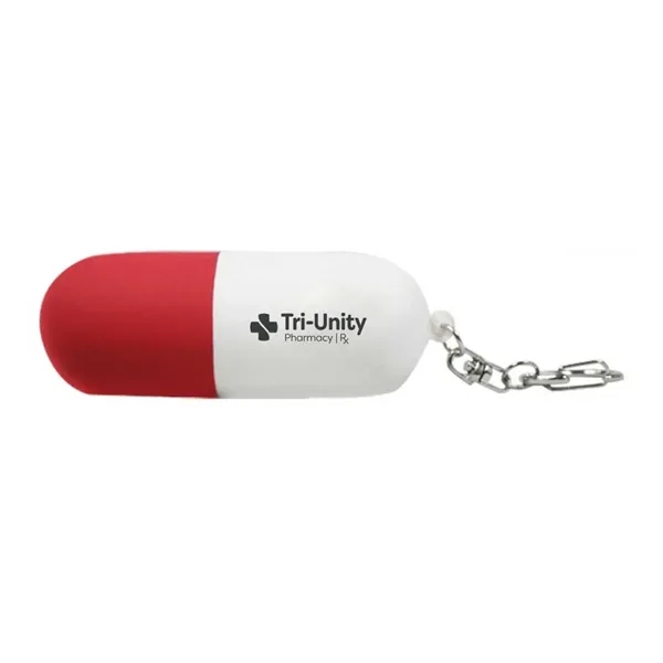 1.25" x 3.375"H soft and squeezable pill capsule shaped stress reliever... from ASI 63549 Jornik Manufacturing Corp