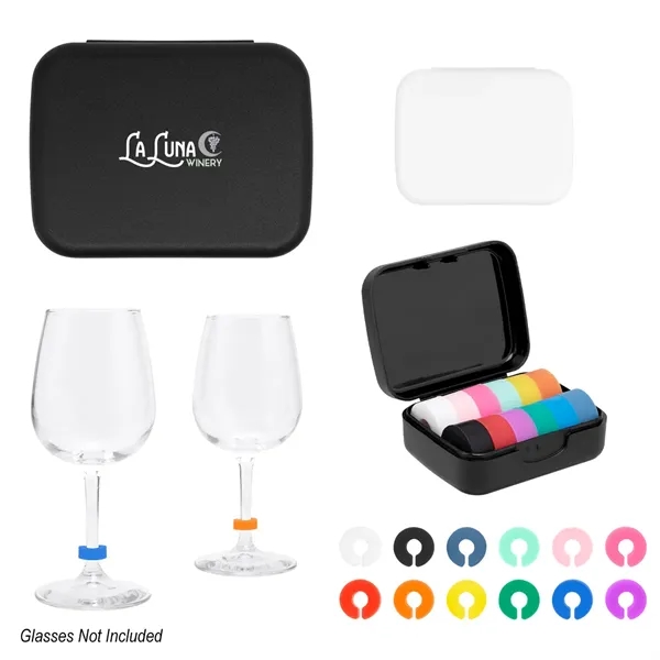 Item #75255 Silicone Wine Glass Markers In Recycled Case