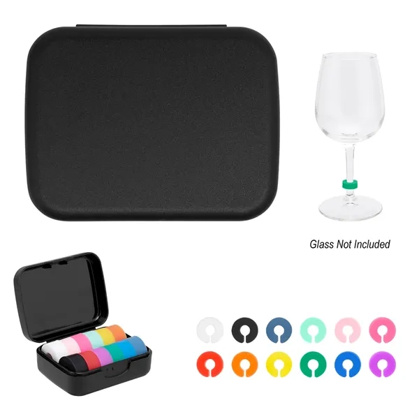 Item #75255 Silicone Wine Glass Markers In Recycled Case
