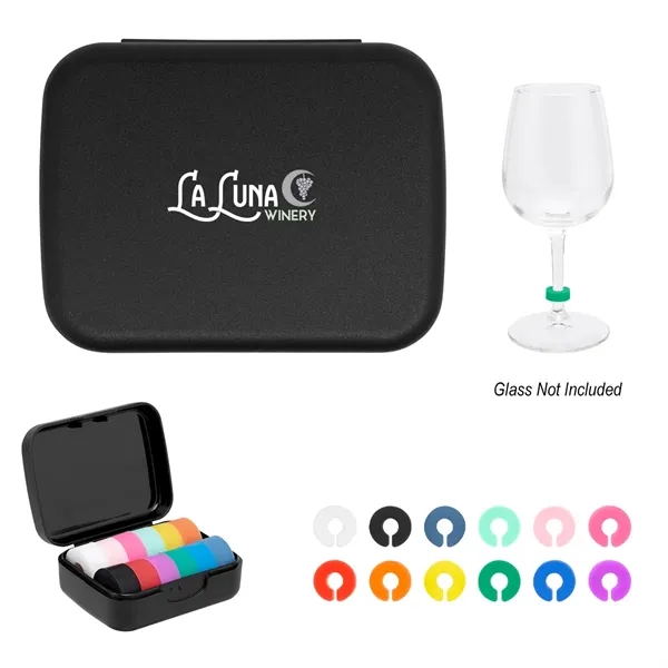 Item #75255 Silicone Wine Glass Markers In Recycled Case