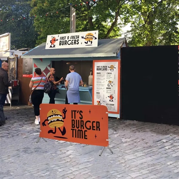 7' barricade cover made of opaque scrim vinyl with customization.... from ASI 87188 Showdown Displays