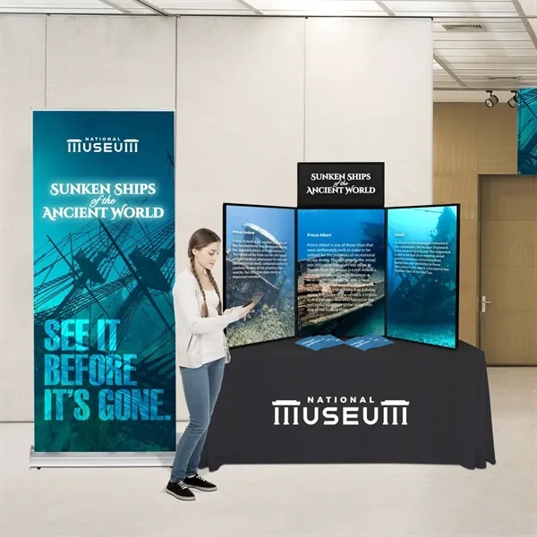 33.5 deluxe pro retractor with rounded base and no-curl opaque fabric.... from ASI 87188 Showdown Displays