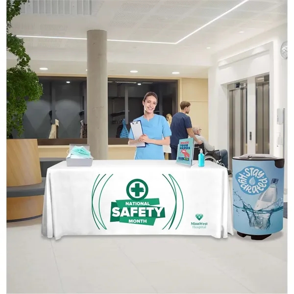 Outdoor event cooler with clear lid, wheels and molded handles.... from ASI 87188 Showdown Displays