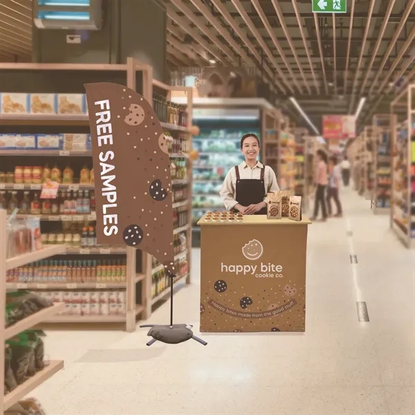 7.5' value razor sail sign with steel cross base and single-sided,... from ASI 87188 Showdown Displays