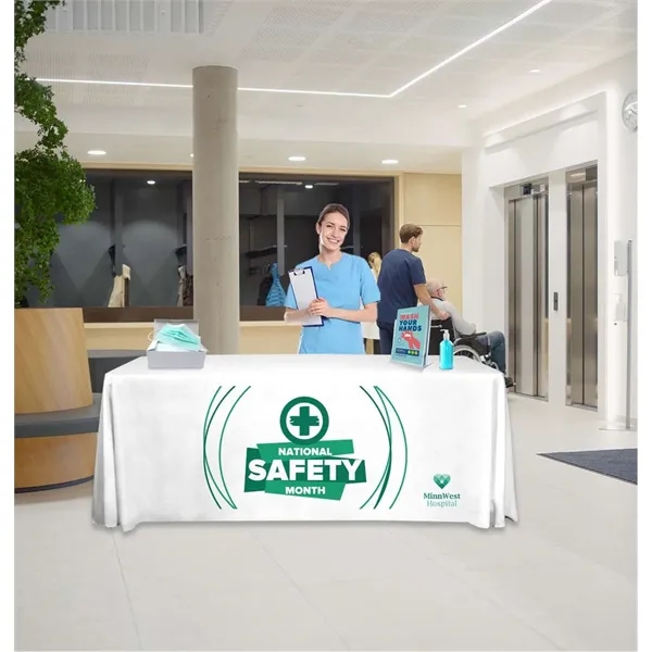 6' polyester table throws with 4 sides, draped corners and a... from ASI 87188 Showdown Displays