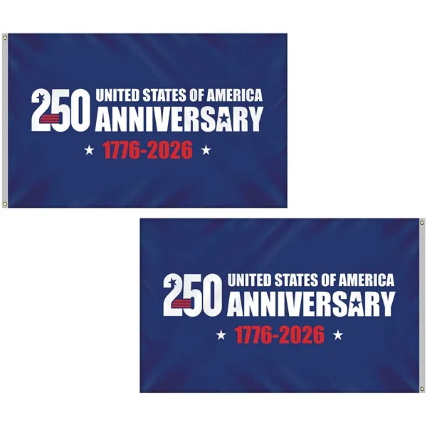 Item #DPP-AM250-58DB 5' x 8' Double Sided Blue America 250 Anniversary Flag