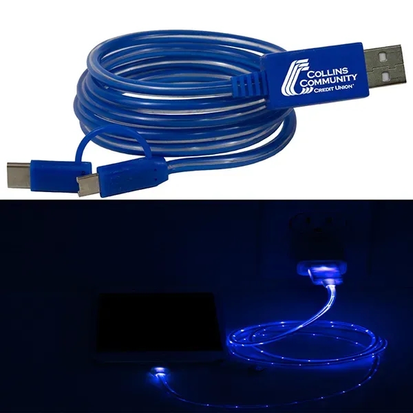 3-in-1 lighted charging cable with 5 pin attachment, micro USB and... from ASI 62660 Innovation Line