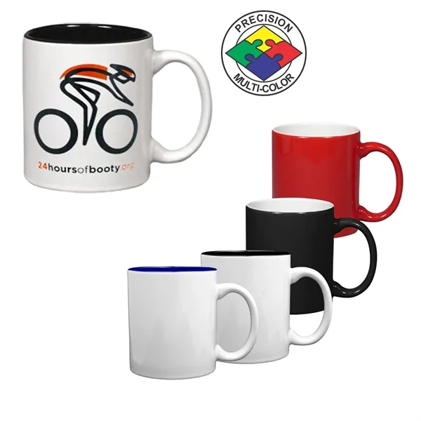 11oz two-tone white mug with c-shaped handle and colored interior. Glossy... from ASI 80093 Pyrographics / Pyrographics Line