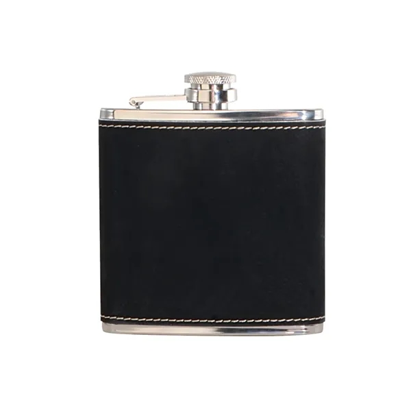 Stainless steel 6 oz hip flask with leatherette wrap plus 1... from ASI 37218 Athena Promo (tm)