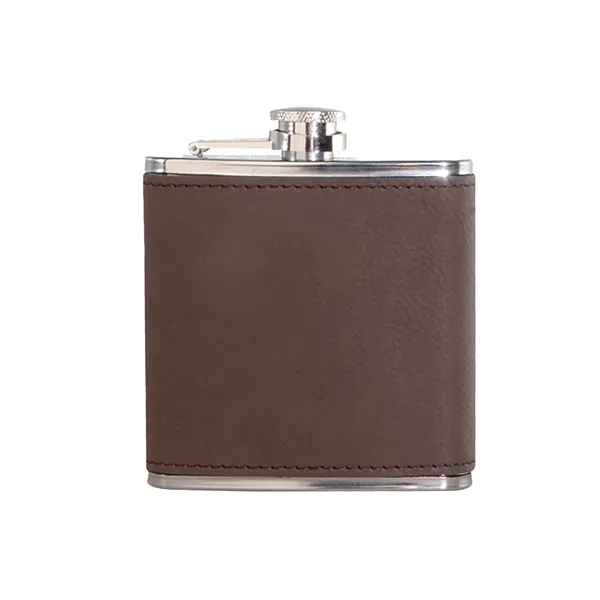 Stainless steel 6 oz hip flask with leatherette wrap plus 1... from ASI 37218 Athena Promo (tm)
