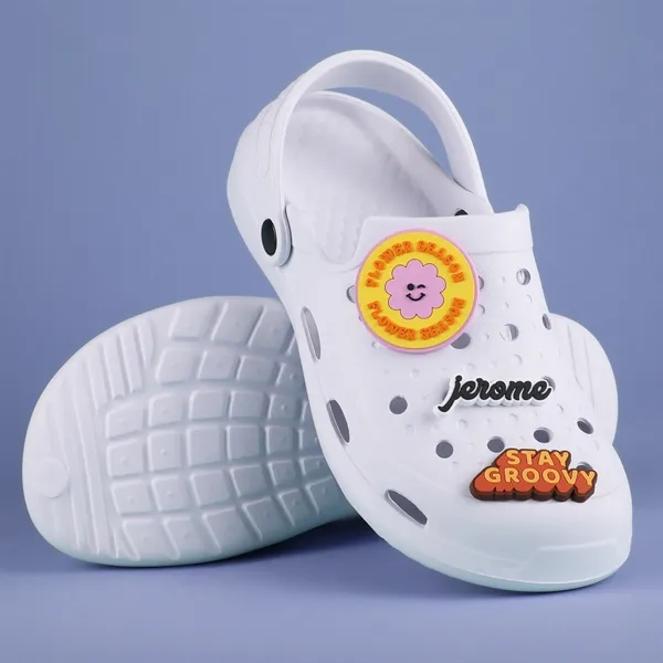 2" PVC shoe charm delivers bold custom branding on clogs and... from ASI 61966 HPG / BCG Creations HPG Gold