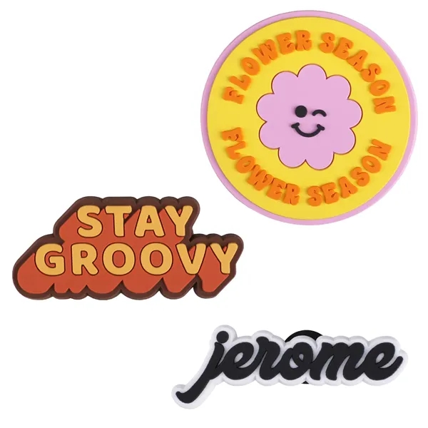 2" PVC shoe charm delivers bold custom branding on clogs and... from ASI 61966 HPG / BCG Creations HPG Gold