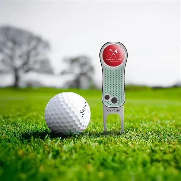 A sleek multi-function golf tool with switchblade divot tool, club rest,... from ASI 61966 HPG / BCG Creations HPG Gold