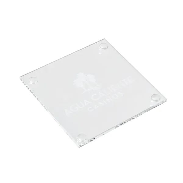 Square shaped glass coaster with laser etching on 1 location... from ASI 37218 Athena Promo (tm)