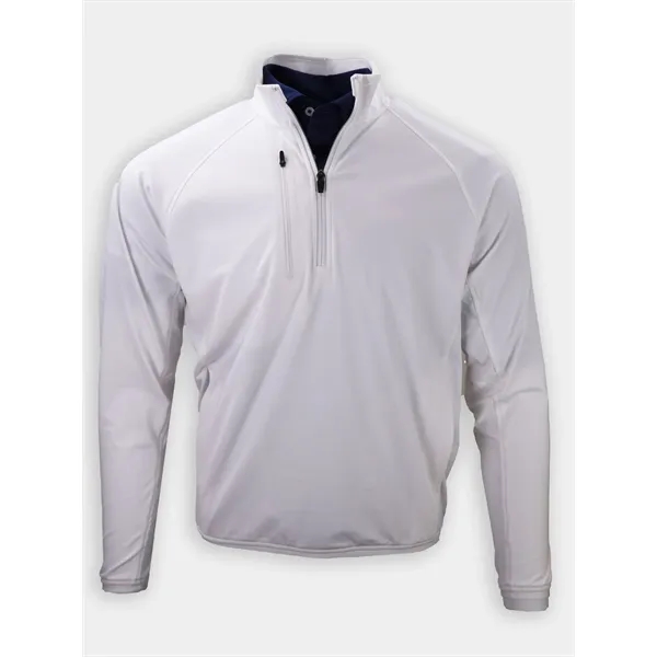 Long sleeve heavyweight quarter zip pullover using a polyester-spandex blend... from ASI 38120 Ball Pro / Diversified Quality Kitchenware / Branded Apparel Designs