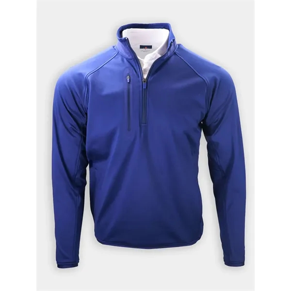 Long sleeve heavyweight quarter zip pullover using a polyester-spandex blend... from ASI 38120 Ball Pro / Diversified Quality Kitchenware / Branded Apparel Designs