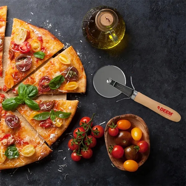 Classic wood handle pizza cutter with a sharp stainless steel blade... from ASI 38120 Ball Pro / Diversified Quality Kitchenware