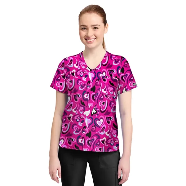 Cherokee - Genuine - Women's 1-Pocket Print High-Low V-Ne...... from ASI 86018 Scrub Authority