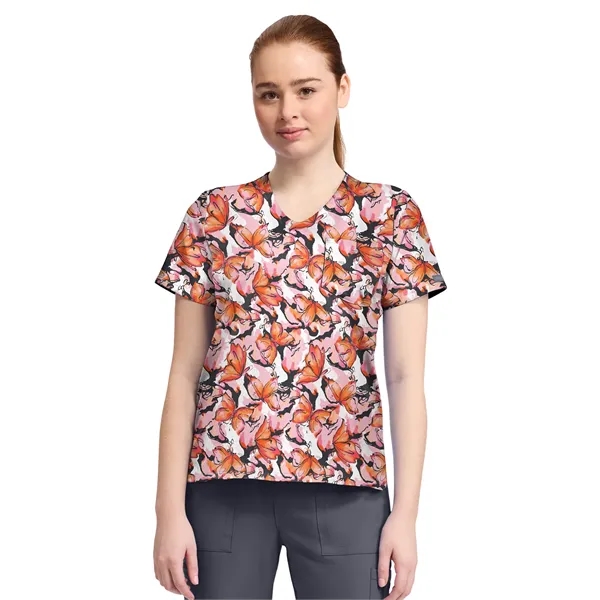 Cherokee - Genuine - Women's 1-Pocket Print High-Low V-Ne...... from ASI 86018 Scrub Authority